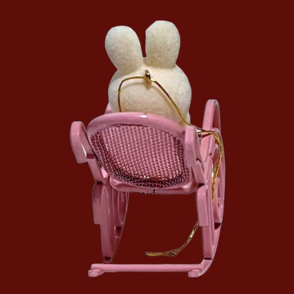 Vtg AVON GIFT COLLECTION SPRING BUNNY IN PINK ROCKER EASTER ORNAMENT - Picture 4 of 6